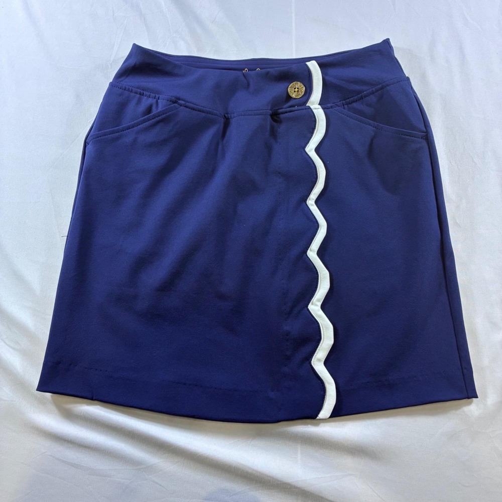 Lilly Pulitzer Luxletic Navy Blue Scallop Trim Golf Tennis Skort Size 00